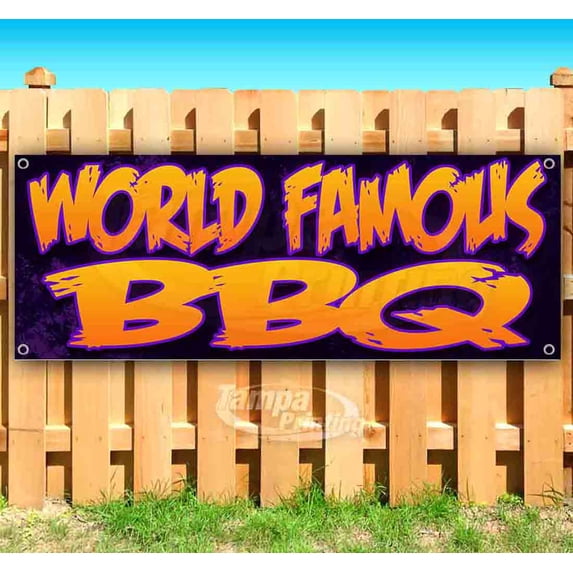 World Famous BBQ 13 oz Vinyl Banner With Metal Grommets
