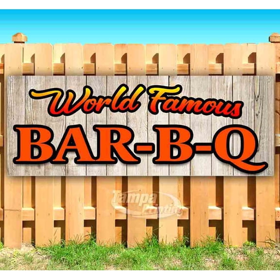 World Famous BBQ 13 oz Vinyl Banner With Metal Grommets