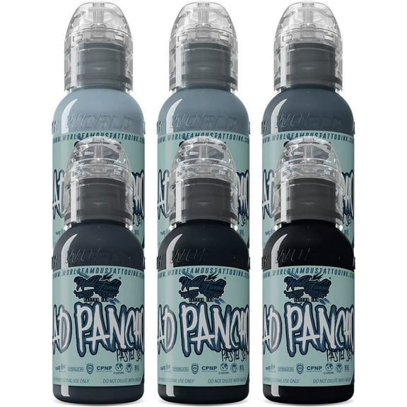 World Famous Grey Set Tattoo Ink, Vegan and Professional Ink, Made in USA, A.D. Pancho Pastel Grey (Set of 6), 1oz