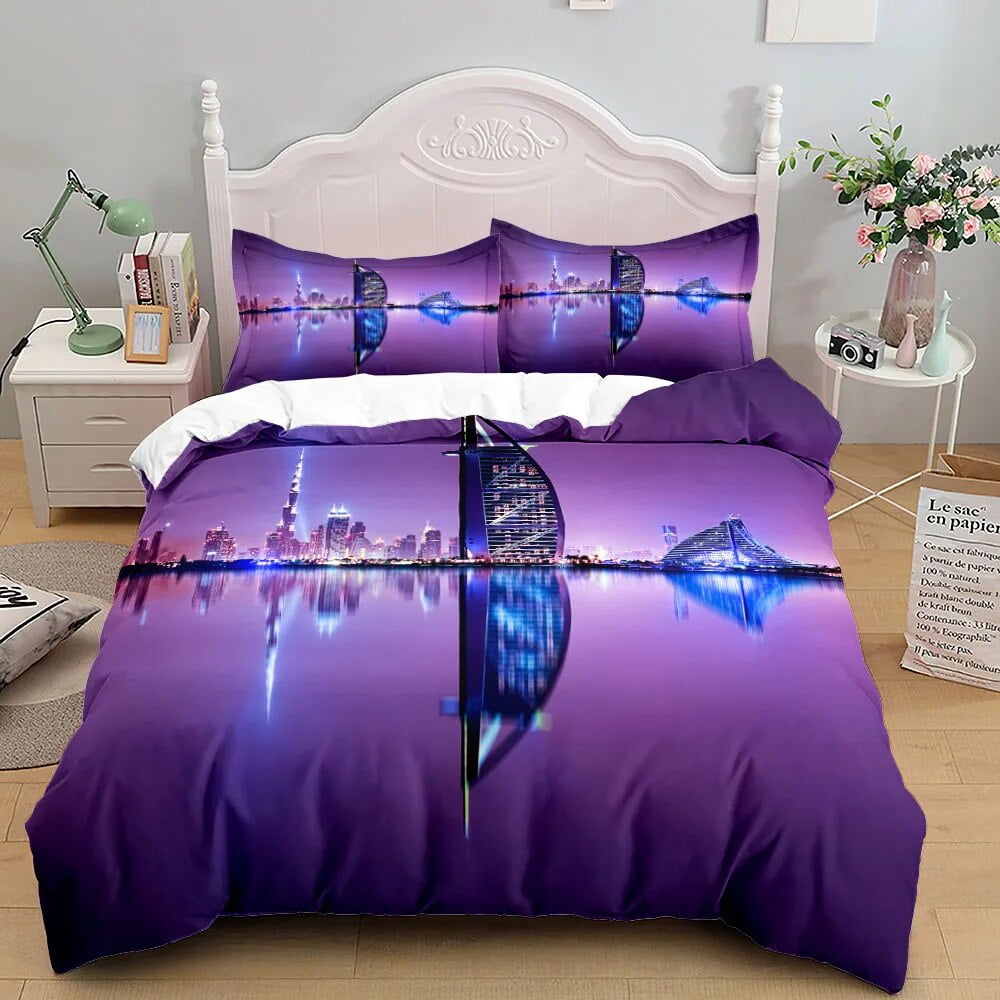 World Famous Mega City Landmark 3D Duvet Cover Set UK Single Double US