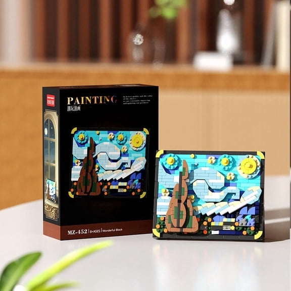 World-Famous Painting Pixel Blocks – Sunflower Oil Painting Frame – Creative DIY Assembly Decoration – Hot-Selling Home Art