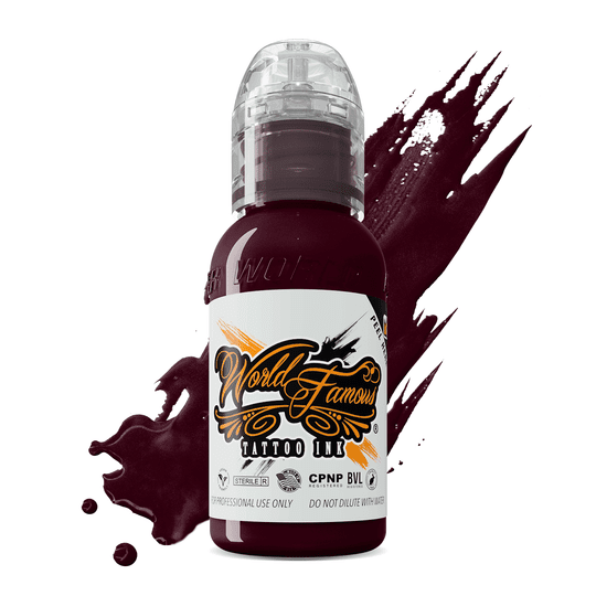 World Famous Tattoo Ink - Professional Tattooing Pigments - Burgundy Wine 1oz