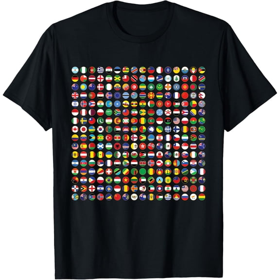 World Flags Cool Travel 256 Flag International Learning Gift T-Shirt
