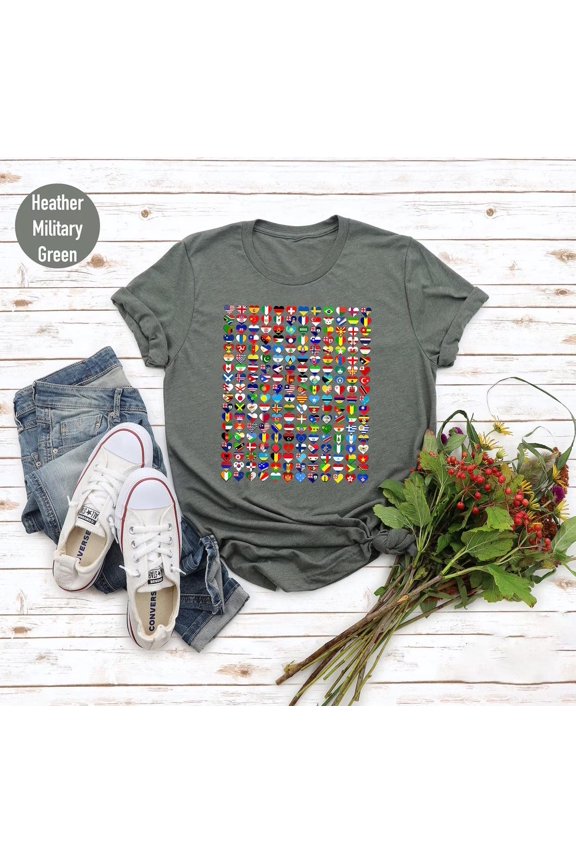 World Flags Heart Graphic Tee: Global Unity Shirt TSHIRT All Size S-5XL