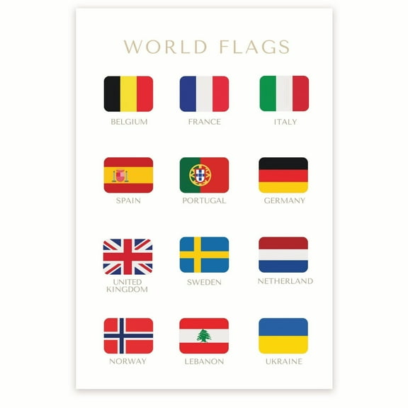 World Flags Poster - Geography Wall Decor - International Flags Chart - Geography Classroom Decor - Social Studies Poster