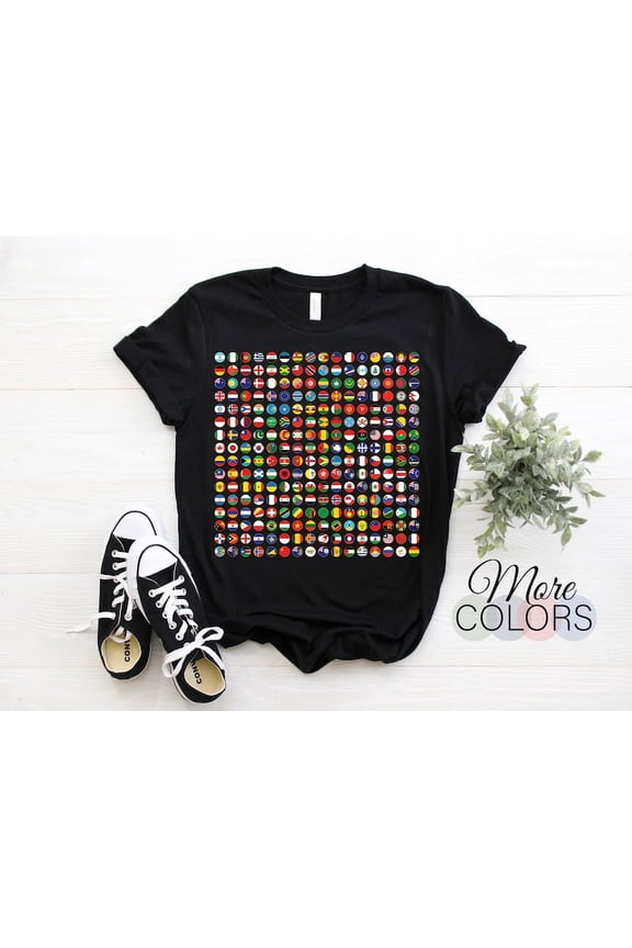 World Flags T-shirt, International Flags Graphic Tee, Geography Learning Shirt, Perfect for Students