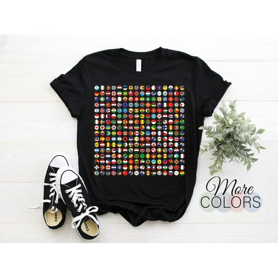 World Flags T-shirt, International Flags Graphic Tee, Geography Learning Shirt, Perfect for Students