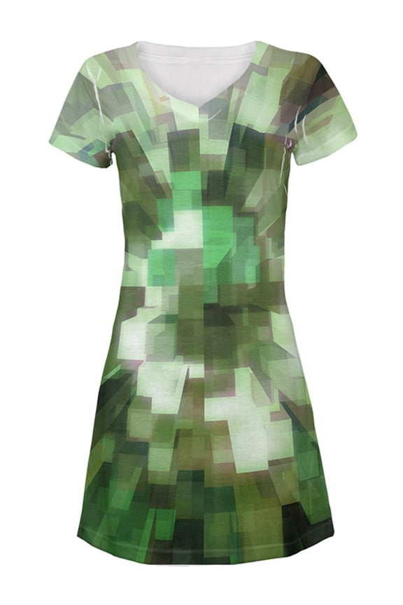 World Game Builder Camo Blocks All Over Juniors Beach Cover-Up Dress Multi X-LG