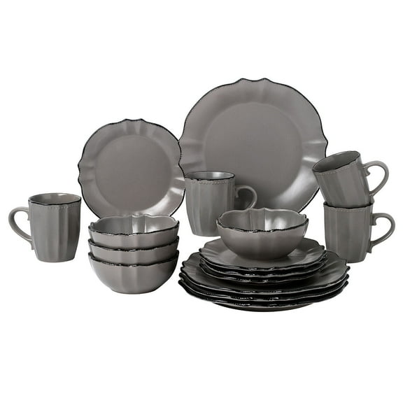 World Gifts 16 Piece Scalloped Edge Dinnerware set - White, Scalloped Edge