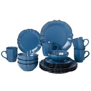 World Gifts 16 Piece Scalloped Edge Porcelain Dinnerware set - White