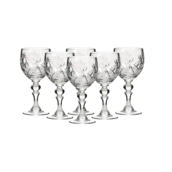 World Gifts Crystal Red White Wine Glasses Goblets - 8.5 oz Hand Made Stemmed Vintage Glassware