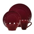 thumbnail image 1 of World Gifts Stoneware Scroll Dinnerware Set - Merlot, 16 Piece, 1 of 1