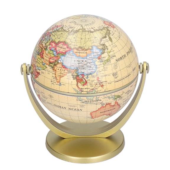 World Globe Mini Antique Globe,Map Swivel Rotating Desktop Globe,Modern Home Crafts Small Teaching Literary Globe English Version Plastic Craft Teaching Desktop Ornaments