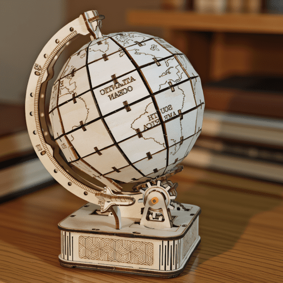 World Globe with Rotating Stand, Geographic Map Ball for and Students, Blue