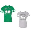 thumbnail image 1 of World Greatest Boy & Girlfriend Unisex Couple Matching Cotton Jersey style T-Shirt Contrasting stripes on sleeves (Men Green / Women Heather) (Men XXL / Women XXL), 1 of 3