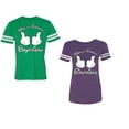 thumbnail image 1 of World Greatest Boy & Girlfriend Unisex Couple Matching Cotton Jersey style T-Shirt Contrasting stripes on sleeves (Men Green / Women Purple) (Men XXL / Women XXL), 1 of 3