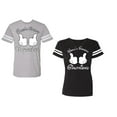 thumbnail image 1 of World Greatest Boy & Girlfriend Unisex Couple Matching Cotton Jersey style T-Shirt Contrasting stripes on sleeves (Men Heather / Women Black) (Men XXXL / Women XXL), 1 of 3