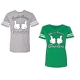 thumbnail image 1 of World Greatest Boy & Girlfriend Unisex Couple Matching Cotton Jersey style T-Shirt Contrasting stripes on sleeves (Men Heather / Women Green) (Men M / Women L), 1 of 3