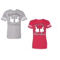 thumbnail image 1 of World Greatest Boy & Girlfriend Unisex Couple Matching Cotton Jersey style T-Shirt Contrasting stripes on sleeves (Men Heather / Women Red) (Men L / Women L), 1 of 3