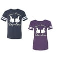 thumbnail image 1 of World Greatest Boy & Girlfriend Unisex Couple Matching Cotton Jersey style T-Shirt Contrasting stripes on sleeves (Men Navy / Women Purple) (Men XL / Women XL), 1 of 3