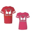 thumbnail image 1 of World Greatest Boy & Girlfriend Unisex Couple Matching Cotton Jersey style T-Shirt Contrasting stripes on sleeves (Men Red / Women Pink) (Men XXL / Women L), 1 of 3