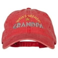thumbnail image 1 of World Greatest Grandpa Embroidered Washed Cotton Twill Cap - Red OSFM, 1 of 5