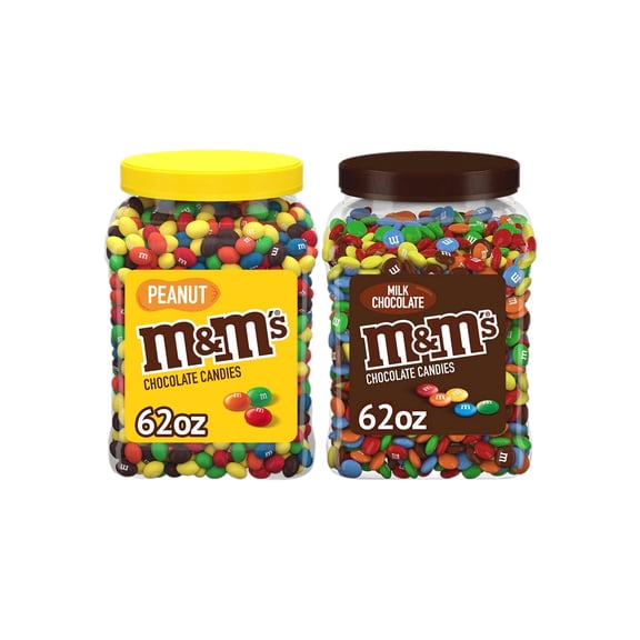 World Group Packing Solutions M&M Choc Peanut Jar + M&M Milk Choc Jar 62oz EA (2 Pack)