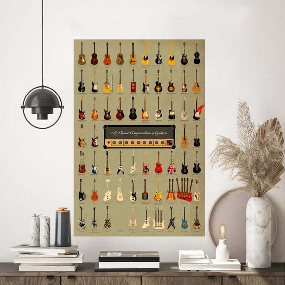 World Guitar Print Vertical Poster 11 x 17 Inch Poster