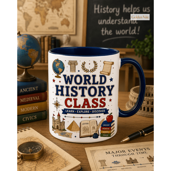 World History Class Mug for Teachers, Students & History Classroom Gifts