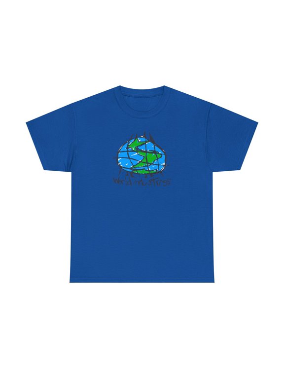 World Industries Globe Sketch Classic Skateboarding 90s Design Print T Shirt Tee - Royal / L