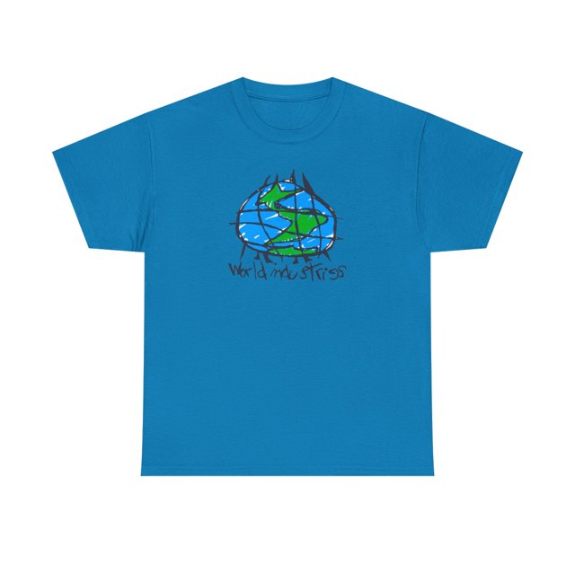 World Industries Globe Sketch Classic Skateboarding 90s Design Print T Shirt Tee - Sapphire / 3XL