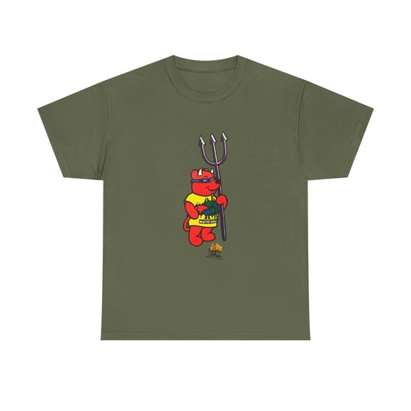 World Industries Red Devil Bear Skate Skateboarding 90s Design T Shirt Tee - Military Green / 4XL