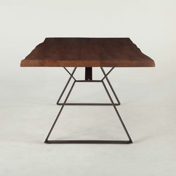 World Interiors Nottingham 80" Acacia Wood Live Edge Dining Table in Brown