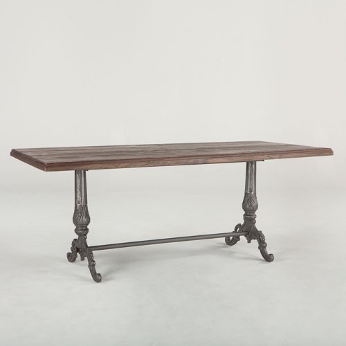 World Interiors ZWRG7638 76 in. Regina Rectangle Dining Table with Reclaimed Teak Top, Brown