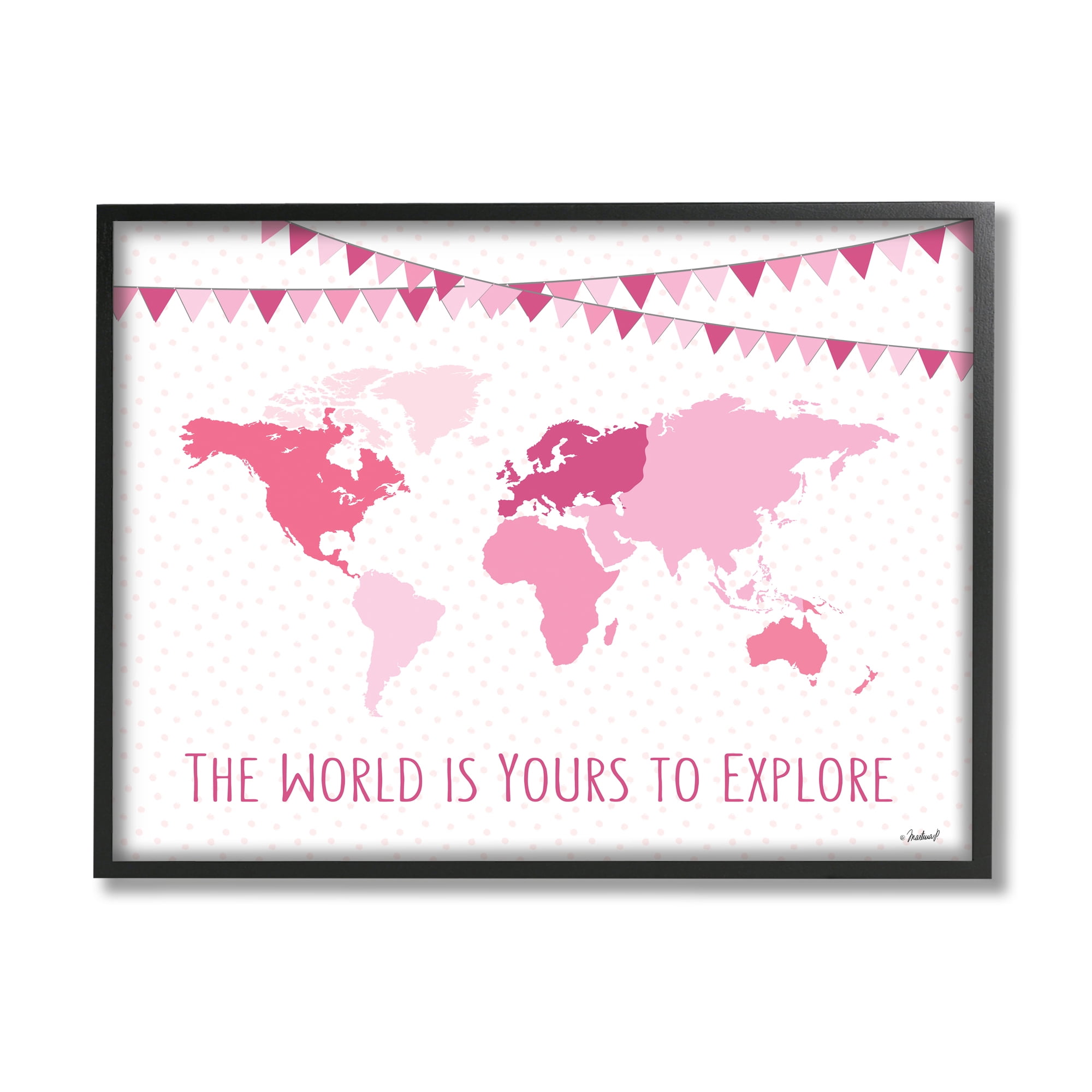Stupell Industries World Is Yours to Explore Motivational World Map,11 x 14,Designed by Martina Pavlova