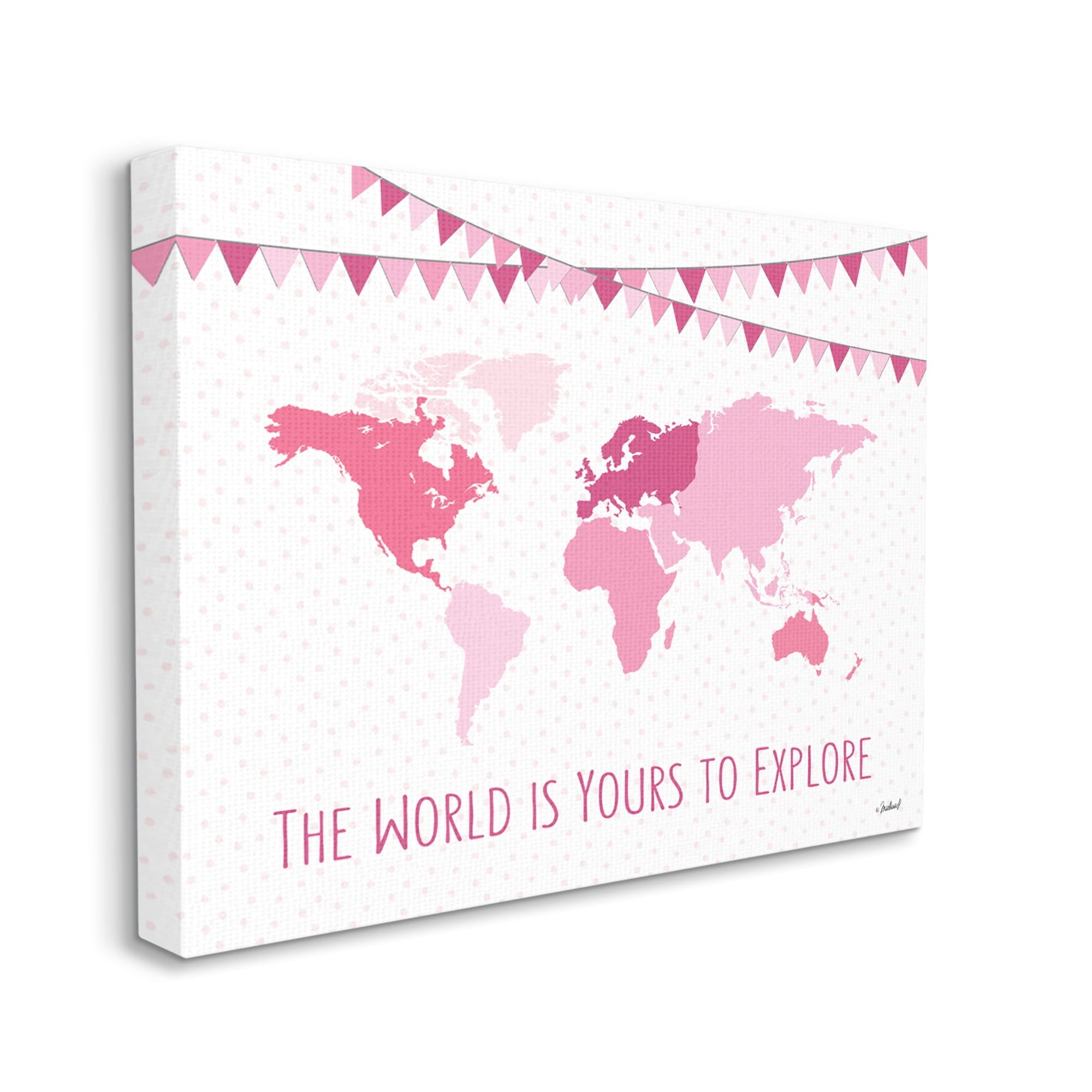 Stupell Industries World Is Yours to Explore Motivational World Map,24 x 30,Designed by Martina Pavlova
