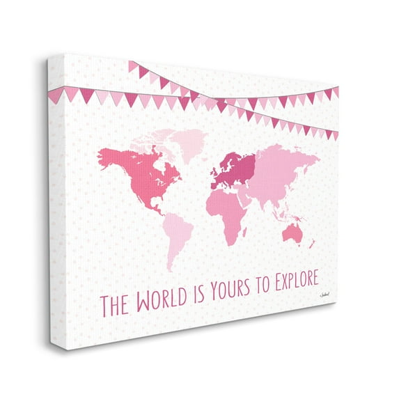 Stupell Industries World Is Yours to Explore Motivational World Map,24 x 30,Designed by Martina Pavlova