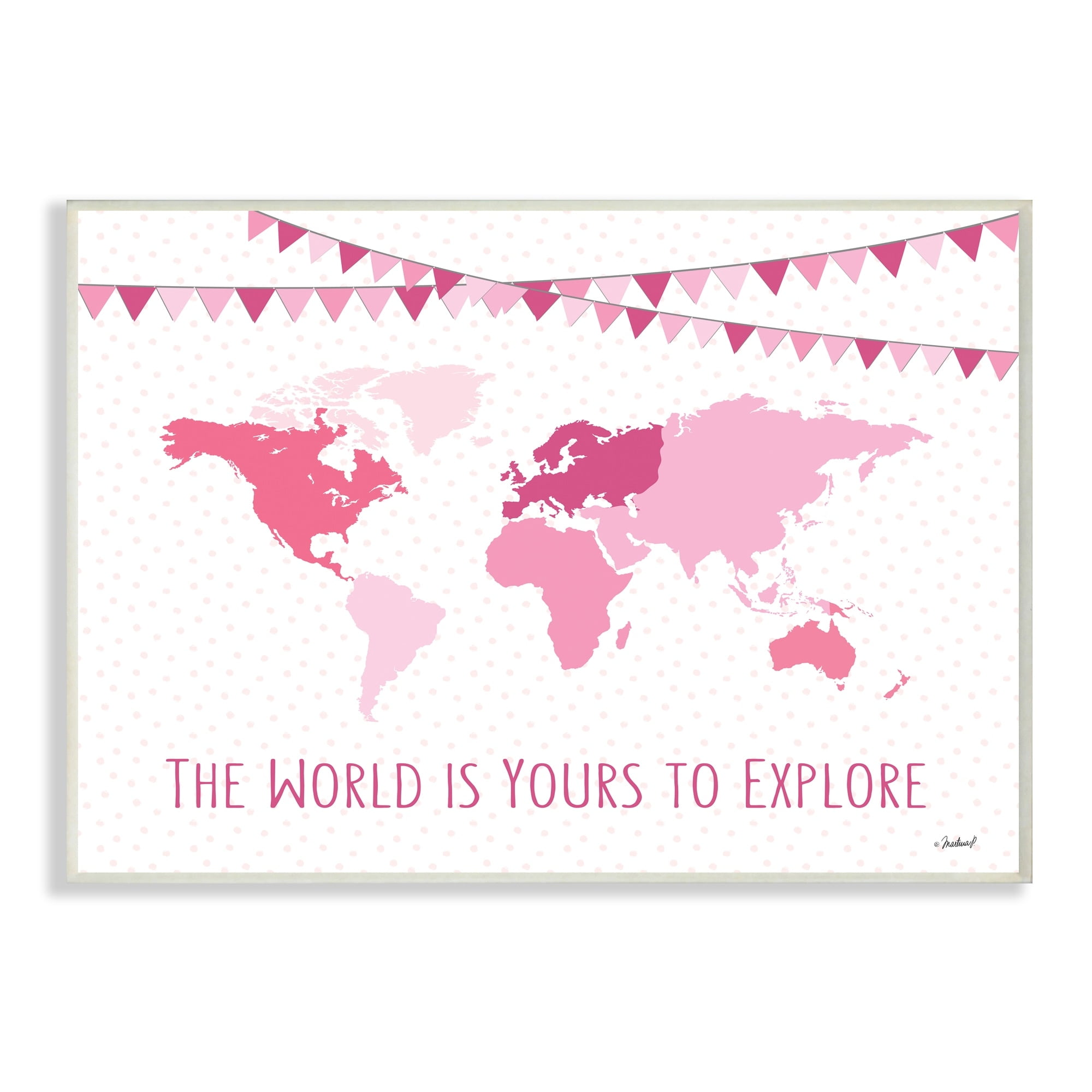 Stupell Industries World Is Yours to Explore Motivational World Map,13 x 19,Designed by Martina Pavlova