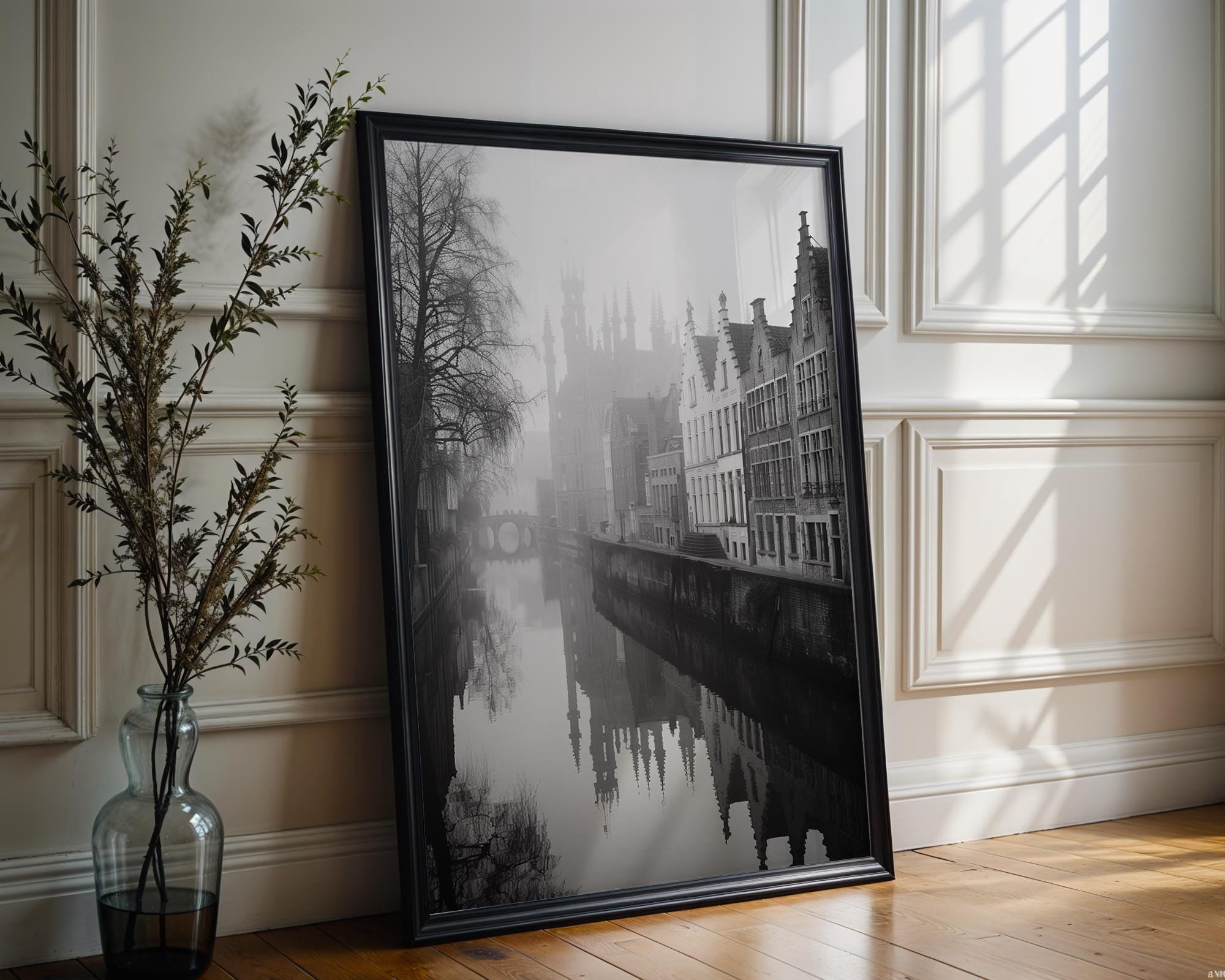 World Landmark Bruges Belgium Photography And Canal Reflection Poster ...