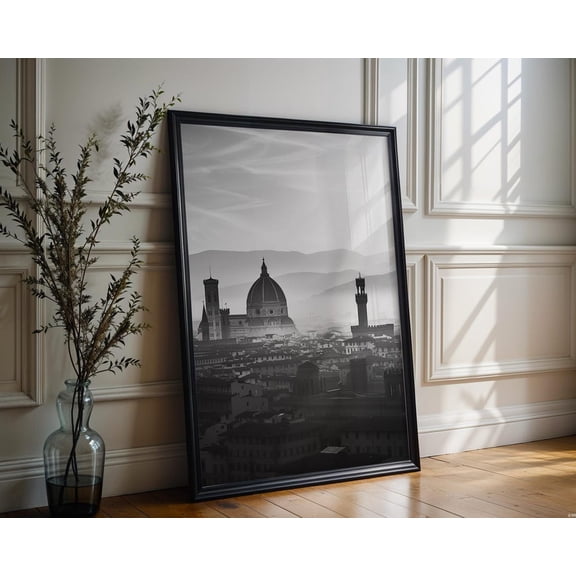 World Landmark Florence Duomo Black and White Print Italian Architecture Photography