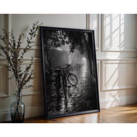 World Landmark Hanoi Street Scene Photography Print Black And White Travel Poster