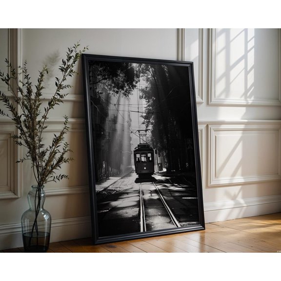 World Landmark Lisbon Tram Print Black And White Travel Photography