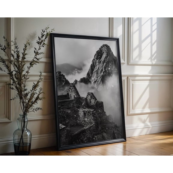 World Landmark Machu Picchu Print Black And White Peru Mountain Photography