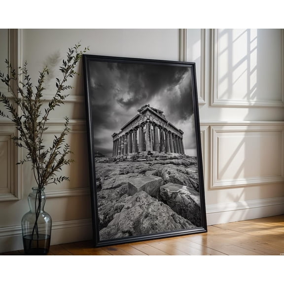 World Landmark Parthenon Athens Black And White Print Ancient Greece Wall Art