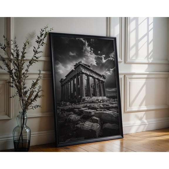 World Landmark Parthenon Print Athens Landmark Monochrome Architecture Wall Art