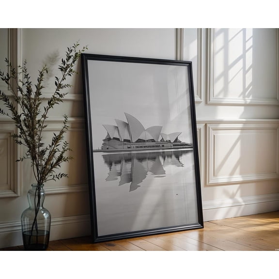 World Landmark Sydney Opera House Print Black and White Minimalist Architecture