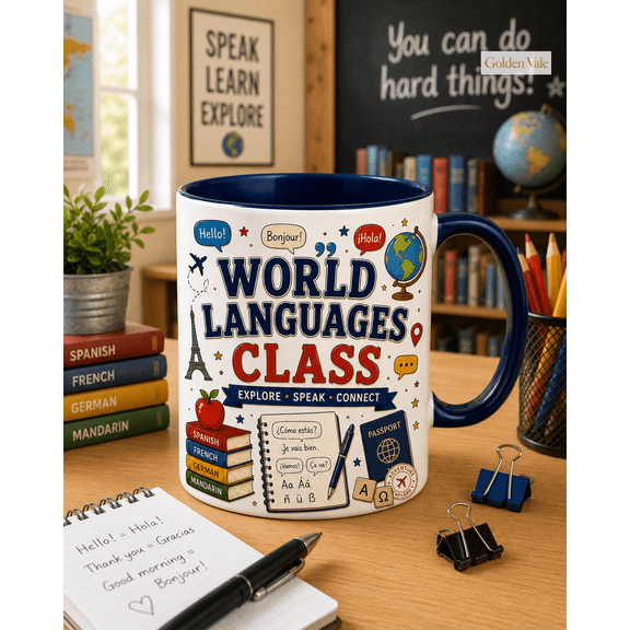World Languages Class Mug for Language Teachers, Students & Classroom Gifts