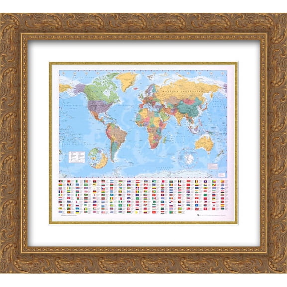World Map 05/06 2x Matted 24x20 Gold Ornate Framed Art Print