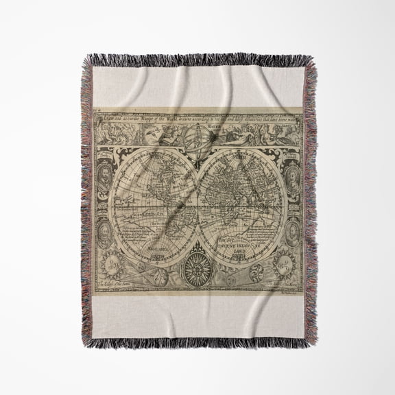 World Map 1628, Woven Blanket