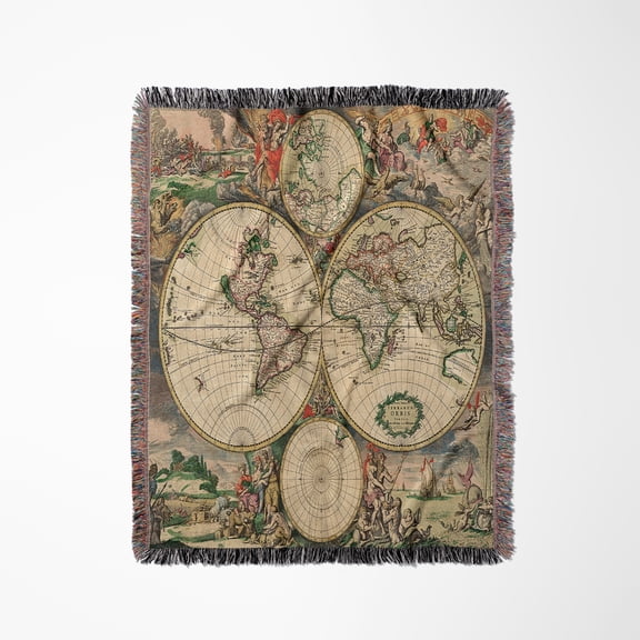 World Map 1689, Woven Blanket